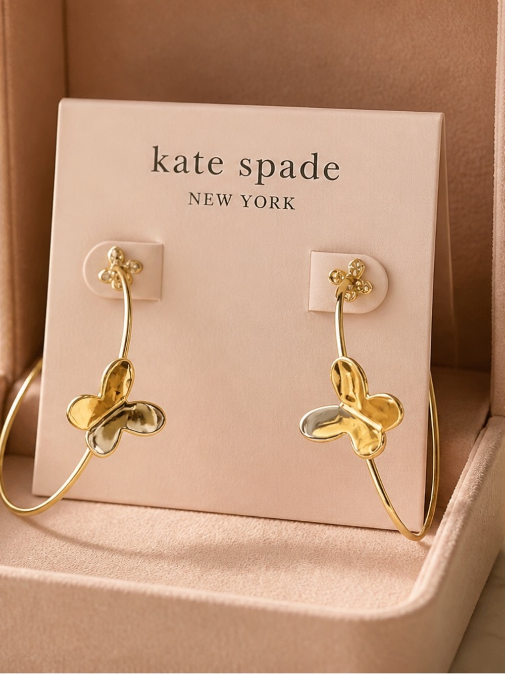 kate spade Gold Butterfly Hoop Earrings